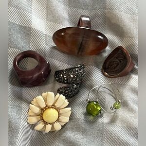 Vintage Rings (Bakelite, etc) Lot of 6